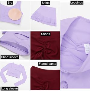 2 件套儿童女式无缝瑜伽套装健身瑜伽服喇叭裤套装瑜伽裤短裤女式运动服裤子套装 SQ4501 - Product Image 5