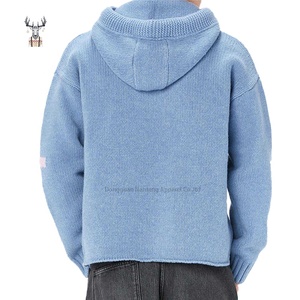 Nanteng Custom 100% Merino Wool Knitted Long Sleeve Puff Print Hoodie Suéter de jacquard para hombre - Product Image 2