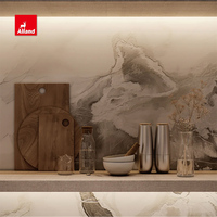 Armoires de cuisine en chêne blanc avec portes plates peintes en gris minimaliste moderne Alland, avec accessoires pour maison contemporaine