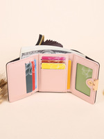 Dompet Wanita Grosir Pabrik, Dompet Kartu Pendek Fashion Custom, Dompet Ramping Wanita dengan Resleting, Tas Kulit PU, Dompet Koin