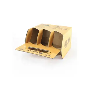 Kraft corrugated foldable box packaging 6 pack beer carrier packaging rigid corrugated cardboard boxes wine box with handle