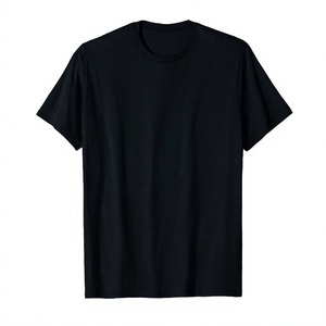 T-shirt à manches courtes en jersey de coton noir pour garçons, col rond, coupe classique, couleur unie, vintage, écologique, respirant, séchage rapide, 300g - Product Image 1