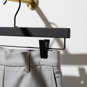 Cintres en <span class=keywords><strong>bois</strong></span> personnalisés haut de gamme avec pinces antidérapantes, gain de place, légers, recyclés, écologiques, à un seul niveau, pour vêtements et salon - Product Image 5