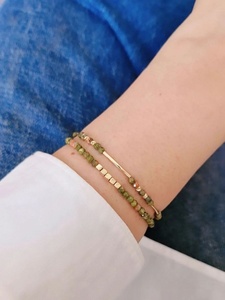 Bracelet Minimaliste Élégant en Pierre Naturelle Facettée Verte et Véritable Perle, Hypoallergénique, Inoxydable, Résistant à l'Eau, Cadeau pour Femme - Product Image 4