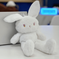 Jouet en peluche lapin mignon multicolore à tirer, lapin à longues oreilles en peluche pour cadeaux d'enfants et machine à grue