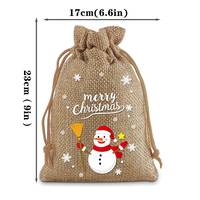 Sac en toile de jute Père Noël 17x23cm avec cordon de serrage, sac en lin, pochette pour arbre de Noël, idéal pour décorer, bonbons, jouets, emballage cadeau