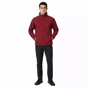 Custom Winter Men's Softshell <b>Jacket</b> Stand Collar <b>Fleece</b> <b>Lining</b> Waterproof Breathable Fabric Front for Outdoor Hiking Daily Use - Product Image 1