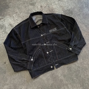 Clothing Custom Outfits Oversized <b>Denim</b> Jeans <b>Jacket</b> Set 14 Oz Heavyweight Jogging Suit <b>Baggy</b> <b>Denim</b> Pants Sets for Men - Product Image 3