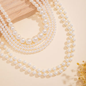 Collar de cadenas de perlas de imitación en capas separables de <span class=keywords><strong>6</strong></span> piezas para mujer, accesorios elegantes de moda en el cuello, joyería de moda - Product Image 4