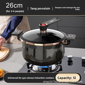 Casserole à micro-pression émaillée, marmite à double poignée pour la cuisson de la viande et la préparation de soupes, adaptée à un usage domestique sur cuisinière à gaz. - Product Image 6