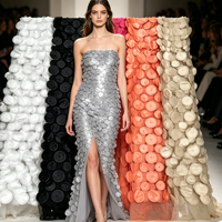 Tissu en Tulle Brodé Laser 3D Multicolore à Prix de Gros, Trame Tissée 100% Polyester Enduit PA pour Mariages, Mode Filles et Femmes