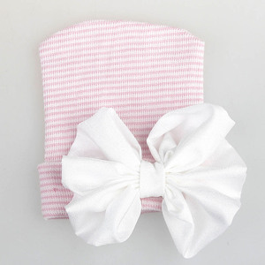 Nishine – chapeau en mousseline de soie avec nœud papillon pour nouveau-né fille, <span class=keywords><strong>bonnet</strong></span> à gros nœud pour bébé, <span class=keywords><strong>bonnet</strong></span> tricoté à rayures pour enfant, accessoires pour cheveux de tout-petit, accessoires <span class=keywords><strong>photo</strong></span> - Product Image 5
