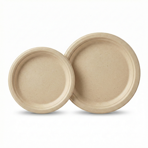 Plato Redondo de Bambú Natural Ecológico, Reutilizable y Biodegradable, para Servir la Cena en Casa, Cocina, Restaurante o Catering - Product Image 1