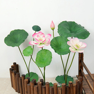 Fleurs de lotus artificielles en soie PU, haute simulation, décoratives, pour piscine, accessoires de mariage, style oriental - Product Image 2