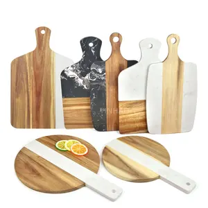 Gadget da cucina in marmo e legno di Acacia tagliere di forma rettangolare in legno e marmo tagliere