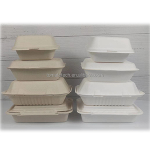 PFAS-freie 9x6 Clamshell Lunchbox aus Bagasse, kompostierbar, ölbeständig, kompostierbare Meal-Prep-Behälter für Takeaway - Product Image 5