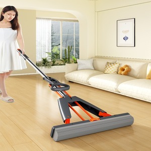 Mopa telescópica de acero inoxidable reutilizable de alta durabilidad con escurridor automático de alta deshidratación para suelos húmedos y secos al por mayor - Product Image 3