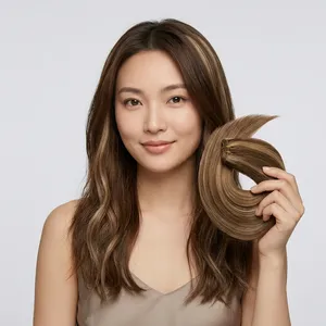 Extensions de cheveux humains bruns longs, lisses, pour une tête entière, trame Remy, taille personnalisable - Product Image 6