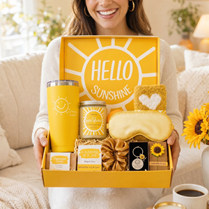 Wholesale Promotional Luxury Summer Sunshine Yellow 20oz Tumbler <b>Eye</b> <b>Mask</b> Warm Socks Aromatherapy Candle Gift Set Graduation - Product Image 1