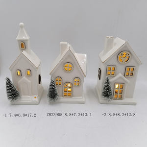 Room Light Decoration Pre Lit LED <strong>Christmas</strong> Winter <strong>Village</strong> Candle Holder Ceramic Porcelain <strong>Christmas</strong> <strong>House</strong> - Product Image 1