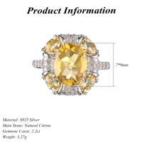 Bague en argent sterling 925 avec citrine, bande premium, pierre de citrine violette intense, design sophistiqué, rhodiée, pour mariages et fêtes