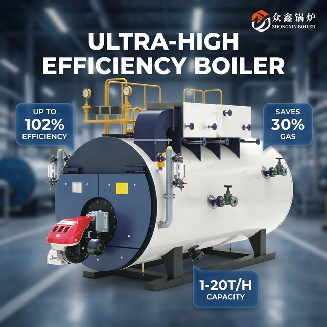 WNS10/12/15/20t/h Capacity NOx 30mg/Nm Full Auto Running Wet Back Oil Gas Condensing Horizontal High Efficiency Steam Boiler