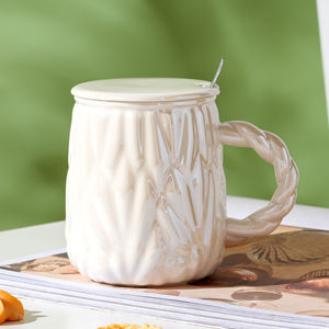 Nordic Style 15 Oz Colorful Tea Milk Coffee <b>Cup</b> <b>Cold</b> Drinking <b>Cups</b> Porcelain Mugs Cute Ceramic Mug With Twist Handle - Product Image 3