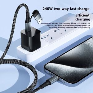สายชาร์จเร็ว PD100W สำหรับ iPhone Android วัสดุแบบถัก 1 ม. 2 ม. สาย USB 2 in 1 หัวต่อคู่แบบ Type-C - Product Image 3