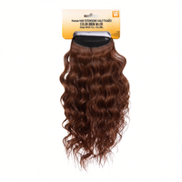 Extensions de cheveux humains, demi-perruque, couleur marron, ondulations profondes, volume complet