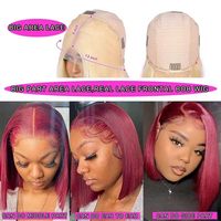 Pelucas de Cabello Humano Liso con Frente de Encaje Transparente HD, Pelucas Bob de Cabello Humano para Mujeres Negras, Listas para Usar, Sin Pegamento