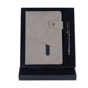 Options de personnalisation pour le branding : Ensemble de carnets à couverture rigide en similicuir avec aimant pour réfrigérateur, motif feuille verte, et stylo inclus - Product Image 5