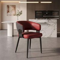 Chaise de salle à manger minimaliste italienne en cuir PU, dossier design moderne, mobilier écologique pour la maison, utilisation hôtelière, fauteuil de table îlot