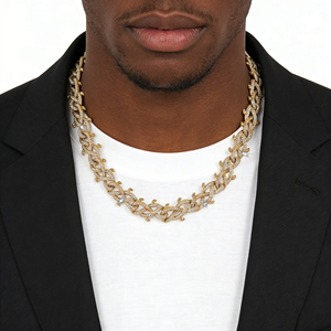 Pulsera de Cobre con Eslabones Cubanos y Espinas de Circonio, Estilo Europeo y Americano, de Moda, para Hombre, Estilo Urbano Hip-Hop, Venta al por Mayor de Fábrica - Product Image 4