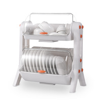 Petit égouttoir de cuisine double niveau en plastique écologique, non pliable, étanche, pour le rangement des bols et des baguettes