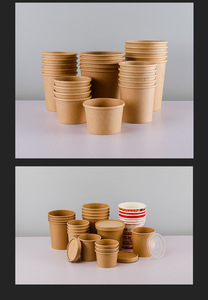 Bols en papier kraft biodégradables jetables personnalisés pour soupes, à emporter, avec couvercles assortis - Product Image 5