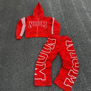 High Quality Tracksuit Manufacturer Custom All Dtg Print Red Oversized Heavyweight Zip up Hoodie and Sweatpants Set <b>Jogging</b> <b>Suit</b> - Product Image 6