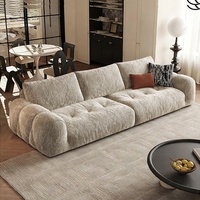 Canapé rétro une place Hua Mu Yun Island en tissu chenille style crème, rembourrage éponge et latex, housse amovible et lavable, pour salon