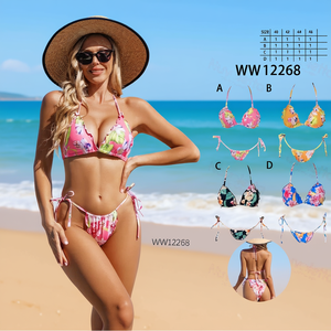 Ensemble de bikini HDJ à imprimé floral, maillot de bain deux pièces, grande taille, vêtements de plage pour femmes, WW12268 - Product Image 3