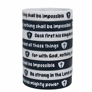 Religious Belief Cross Pattern Bible Inspirational Silicone Wristband Holiday Party Rubber <b>Bracelet</b> - Product Image 1