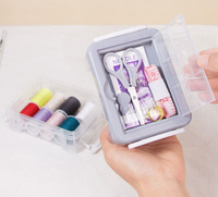 Kit de couture portable en plastique pour débutants adultes, aiguilles, fils à coudre à la main