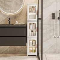 Meuble de rangement double à 2 tiroirs, design moderne, en plastique injecté, gain de place, 24 cm, pour espaces étroits, sur pied, multicouche