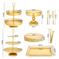 Ensemble de 10 supports à gâteaux rétro pour présentation de desserts, support à gâteaux flottant en métal doré, support à cupcakes pour mariage, décoration de table de dessert