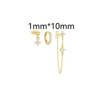 Elegante Juego de 3 Pendientes de Acero Inoxidable 316L Chapados en Oro, con Flor de Circonita Cúbica, Huggie con Pavé y Colgante de Cadena para Joyería de Perforación
