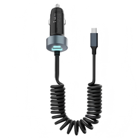 Chargeur de voiture USB C 65W pour iPhone 16 Pro Max Plus,PD & QC3.0 avec câble enroulé de type C de 3.94 pieds, adaptateur de chargeur de téléphone rapide pour voiture