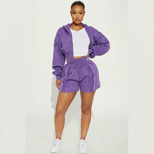 Nuevo Diseño, Conjunto de Sudadera con Capucha y Pantalones Cortos para Mujer, Hecho a Medida, Ajustable, de Alta Calidad, Venta Especial, Ropa Casual de Dos Piezas - Product Image 1