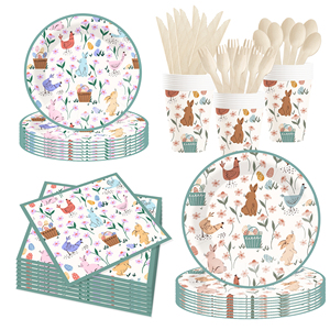 ชุดตกแต่งธีมปาร์ตี้อีสเตอร์ DAMAI ขายส่งจำนวนมาก ประกอบด้วยดอกไม้ กระต่าย ตะกร้าไข่ จานกระดาษ ผ้าปูโต๊ะ ชุดภาชนะใช้แล้วทิ้งสำหรับงานปาร์ตี้ - Product Image 2