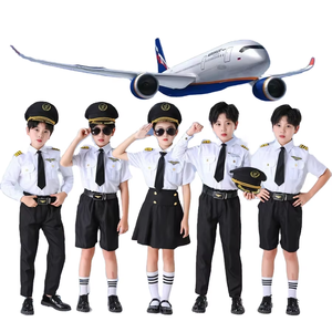 Capitaine pour enfants uniforme masculin hôtesse de l'air professionnel <span class=keywords><strong>femme</strong></span> <span class=keywords><strong>pilote</strong></span> maternelle Aviation Performance jeu de rôle Costume - Product Image 1