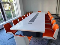 Mesa de Conferencia Personalizable de Gran Tamaño, Juego de Sillas para Sala de Reuniones, para 12, 14 o 18 Personas, para Uso Comercial