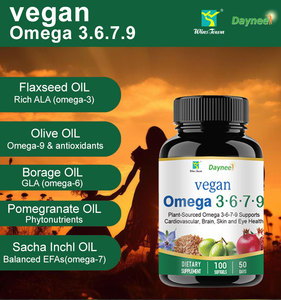 Cápsulas Blandas Veganas de Omega 3-6-7-9, Complejo Omega de Origen Vegetal, Apoyo para el Corazón, el Cerebro y la Piel, Suplemento Dietético, Marca Privada OEM - Product Image 3