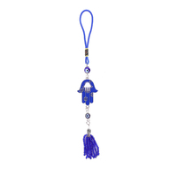 Pendentif vintage en alliage de zinc, main de Fatma turque, Hamsa creuse, décorations pour voiture et sac, perles bleues, pompon, œil porte-bonheur, léger, fait main